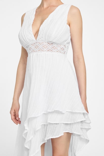 Guess Women's Sleeveless High-Low Danny Dress - Pure White - Size L