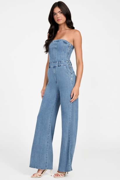 GUESS® Eco Donna Strapless Denim Jumpsuit