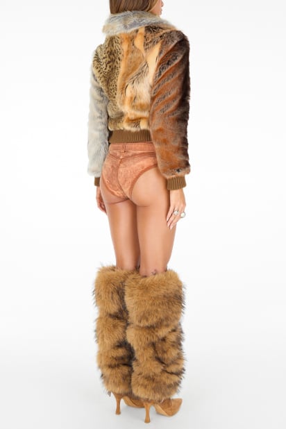 GUESS® faux-fur patchwork jacket