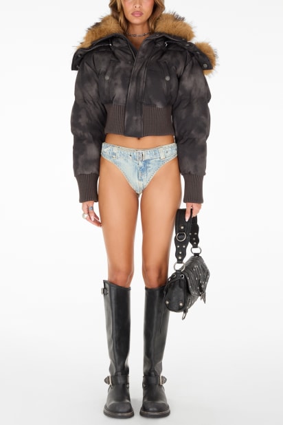 GUESS® hooded faux-fur puffer jacket