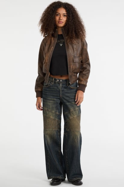 GUESS® GUESS Originals Faux-Leather Aviator Jacket