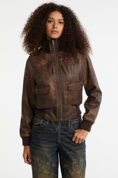 GUESS® GUESS Originals Faux-Leather Aviator Jacket