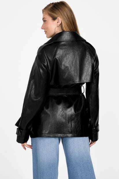 GUESS® Marika Faux-Leather Short Trench Coat