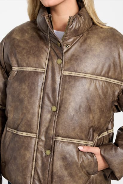 GUESS® Washed Faux-Leather Puffer Jacket