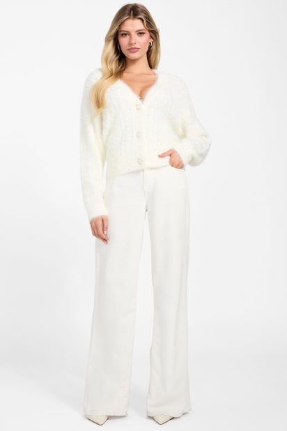 【ホワイト系その他(G1H6)】GUESS カーディガン (M)LS Mesh Stitch Derek Cardigan GUESS® Kinako Fuzzy Cable-Knit Cardigan