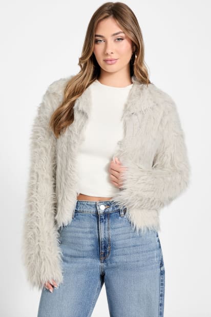 プ*k様 【新品タグ付き】digne 25ss collarless jacke GUESS® Lara Faux-Fur Cardigan