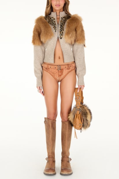 GUESS® faux-fur wool-blend sweater