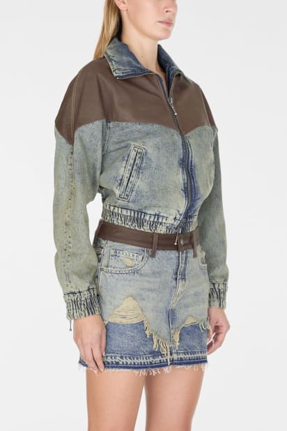 マンスールgee GUESS® zip denim jacket
