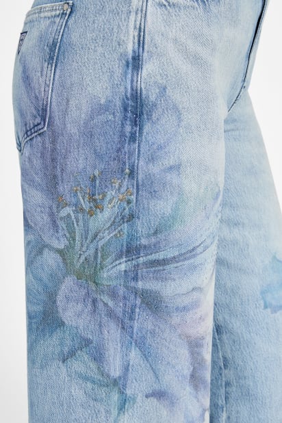 GUESS® Eco Bellflower Floral Wide Leg Jeans