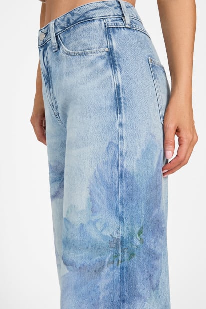 GUESS® Eco Bellflower Floral Wide Leg Jeans