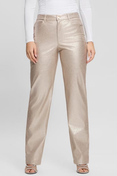 GUESS Ambra Metallic Faux-Leather Pants