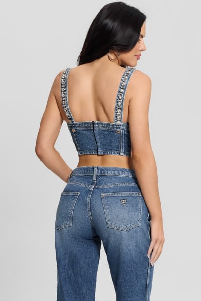 その他 5 1/2 REMAKE DENIM BUSTIER BAXXE Blue Backless & Strapless Denim Bustier Front