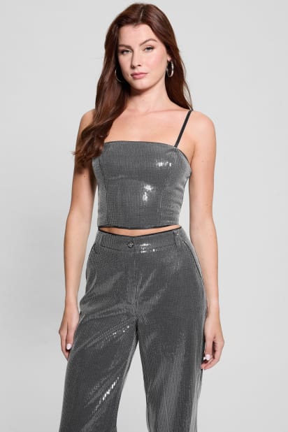 GUESS® Cassia Sequined Bustier Top