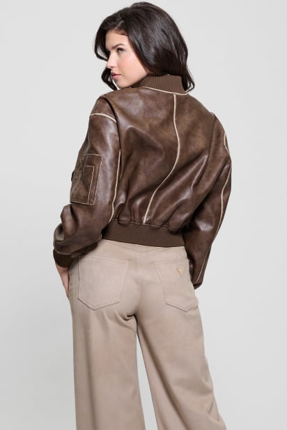 GUESS® Angelique Vintage Faux-Leather Flight Jacket