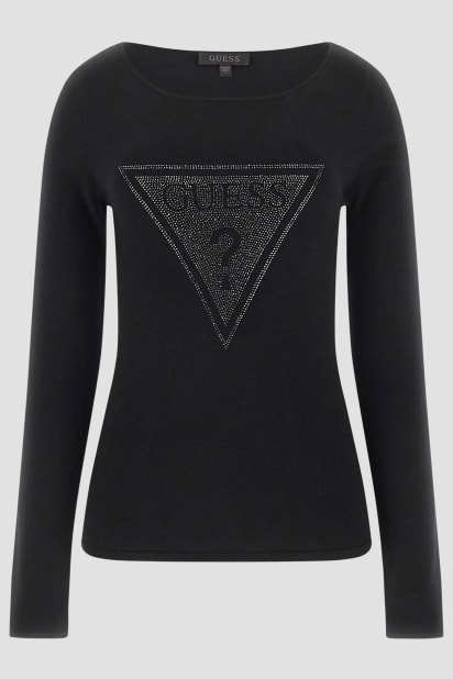 【ブラック(JBLK)】GUESS トップス(W)Eco Logo Sweater GUESS® Eco Eliza Logo Sweater