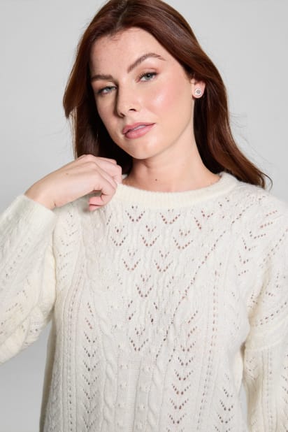 1PUTUGUALE 3 レディース セーター ホワイト GUESS® Sylvie Alpaca-Blend Pointelle Sweater
