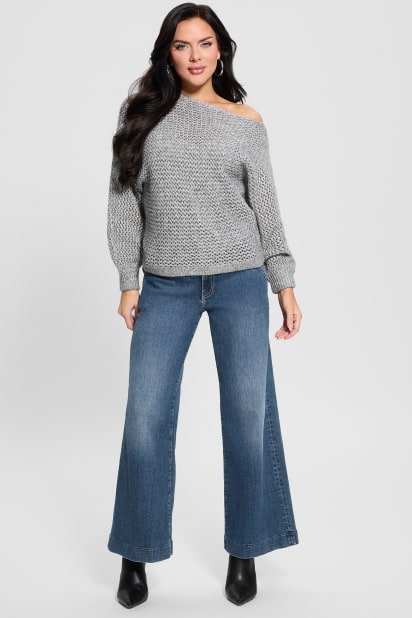 GUESS® Poa Metallic Off-Shoulder Sweater