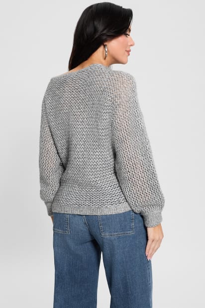 GUESS® Poa Metallic Off-Shoulder Sweater