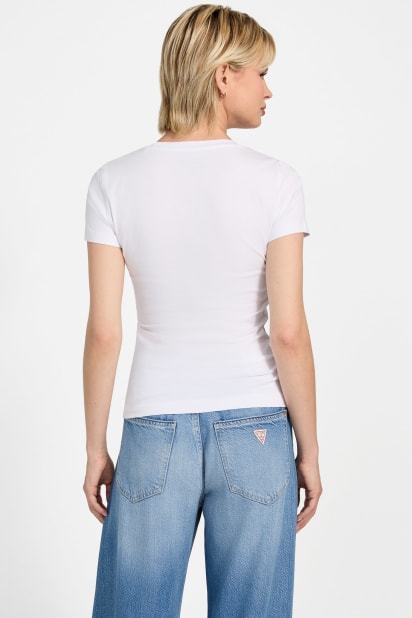 T-shirt vestibilità slim con stampa logo Donna | Jeans