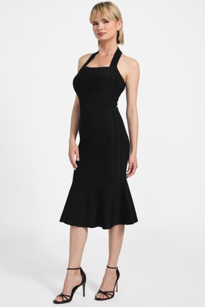 Guess Knitted Dress female Black plain colored size XS