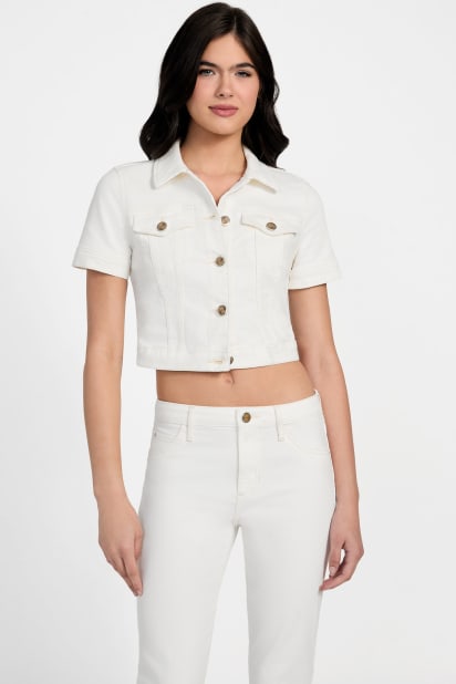 GUESS ホワイト シングルライダースジャケット L 白い革ジャン】ゴート