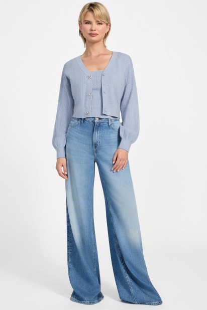 ゆか　0707 GUESS® Eco Lyla Bow Cardigan Sweater
