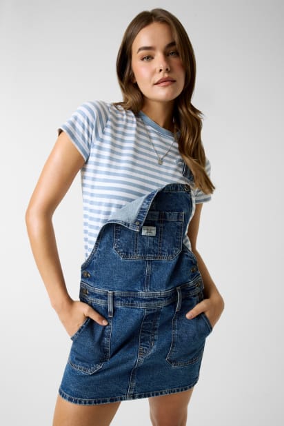 womens denim overall dress Agnes Denim Overall Dress main image 1