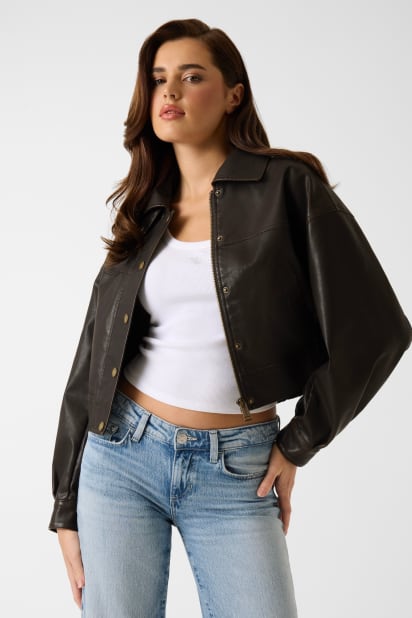 GUESS® Faux leather cropped jacket