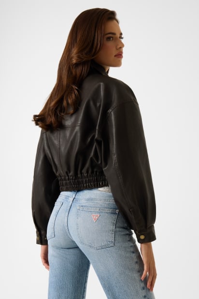 GUESS® Faux leather cropped jacket