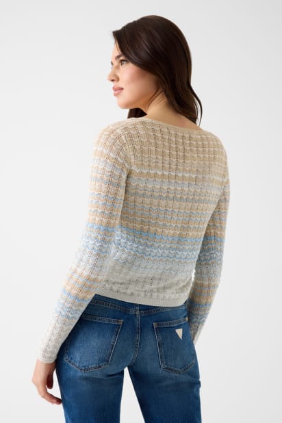 【インディゴブルー(MBL)】GUESS カーディガン (W)LADIES' Knit Cardigan GUESS Womens Raquelle Fleece Cardigan, Daring Ocean, Medium at