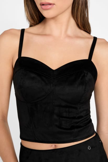 GUESS® Eco Nunzia Faux-Suede Corset Top