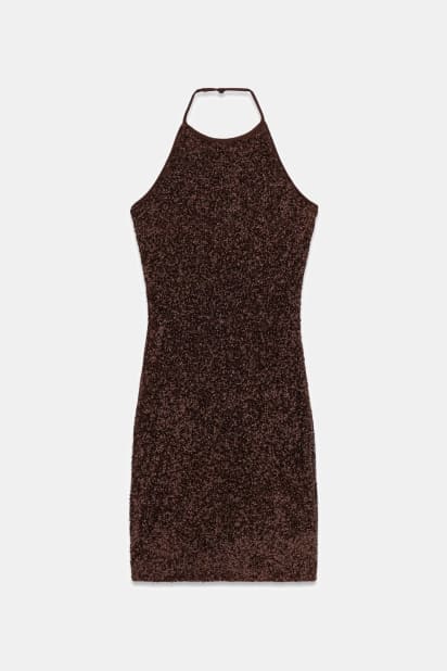 mini dresses halter Cyra Yellow Halter Neck Mini Dress - US 14