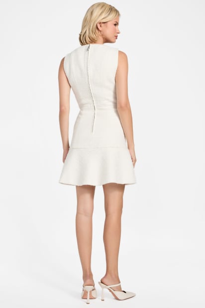 white metallic dress Women's Marilyn Moment Halter Mini Dress in Off White