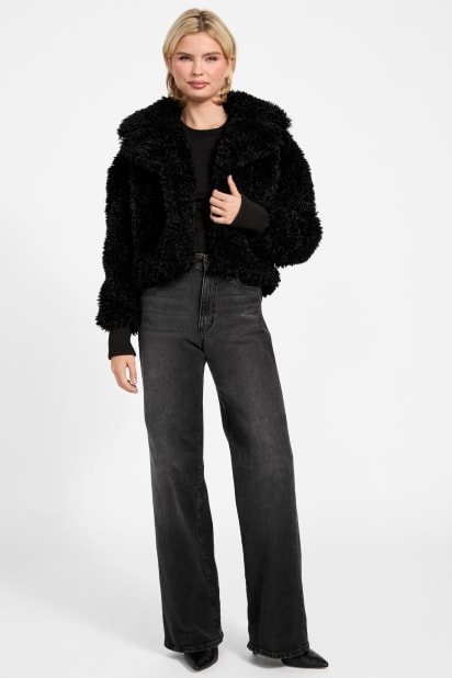 GUESS® Flavie Teddy Faux-Fur Cropped Jacket