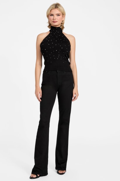○様　DIANTE Rhinestone halter neck tops JASPER RHINESTONE HALTER TOP IN BLACK - Deusa Official