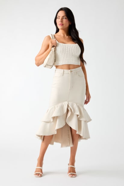 GUESS® Ruffled denim skirt