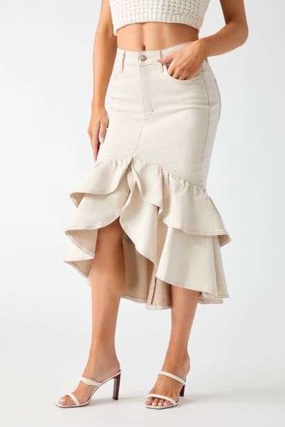 GUESS® Ruffled denim skirt