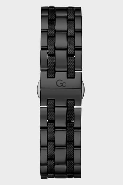 GUESS® Gc Black and Rose Gold-Tone Chronograph Watch