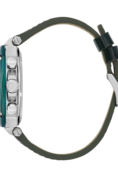 GUESS® Green Leather Chronograph Watch