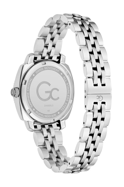GUESS® Gc Silver-Tone and Purple Multifunctional Watch