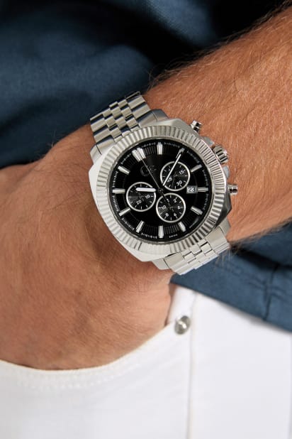 GUESS® Gc Silver-Tone Chronograph Watch