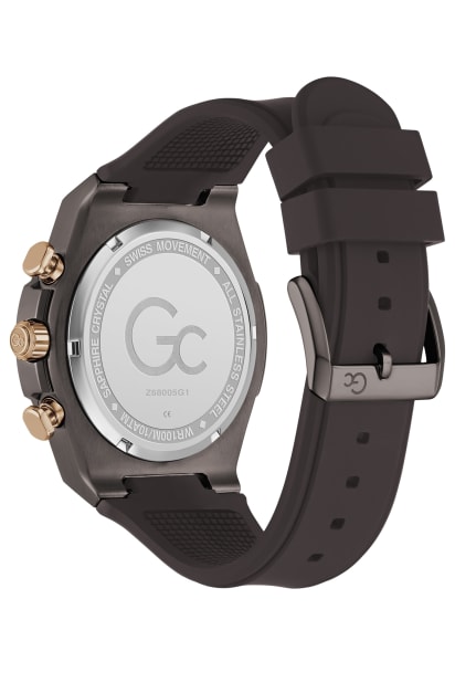 GUESS® Gc Brown Silicone Chronograph Watch