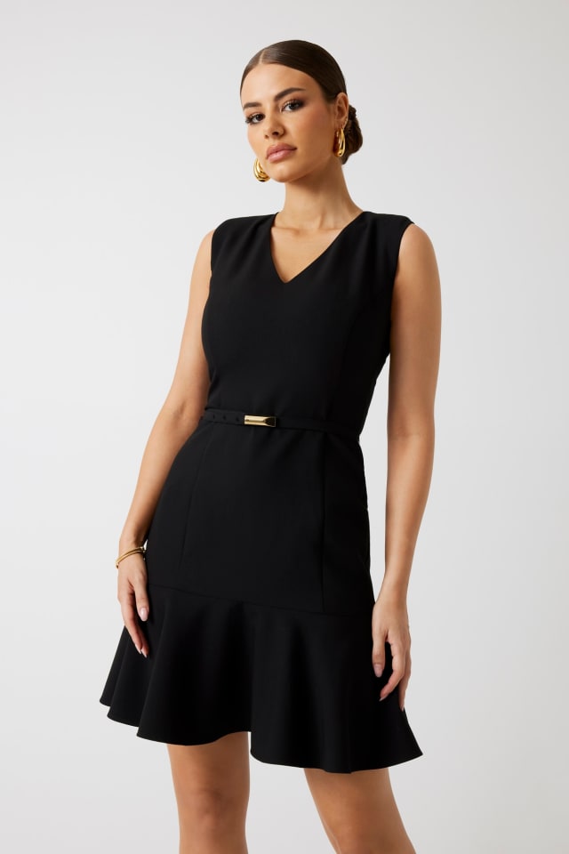 Vestido midi de sarja Marciano