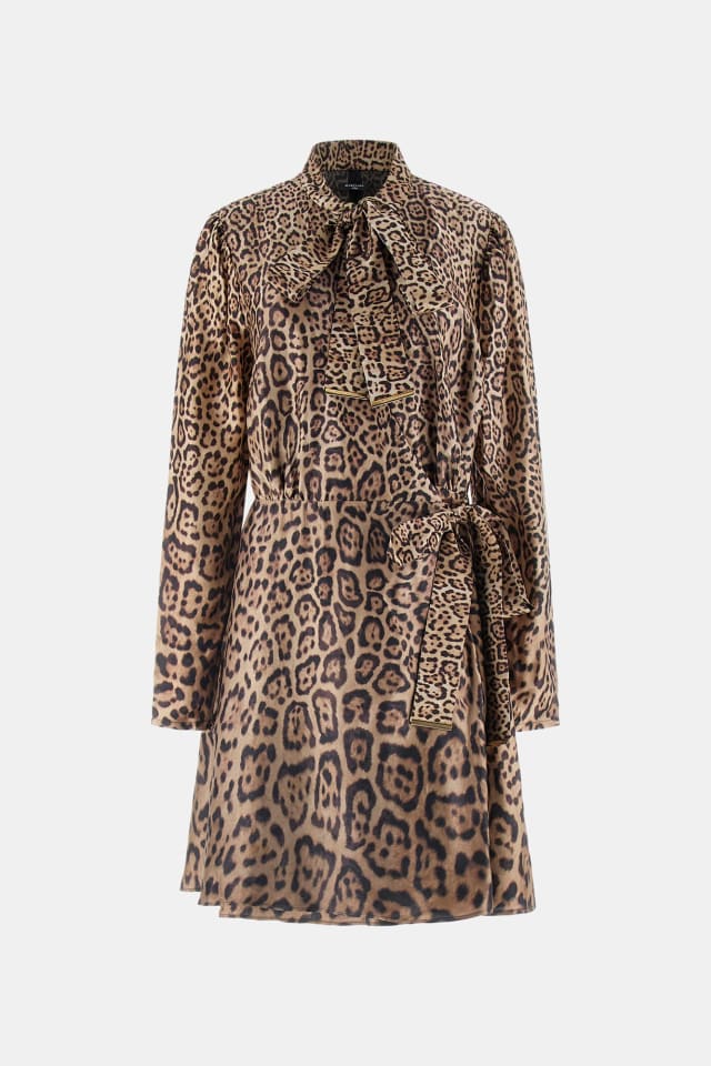 Vestido de cetim leopardo Marciano