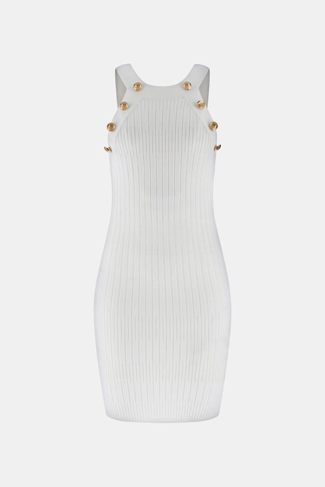 Vestido canelado com gola halter Marciano