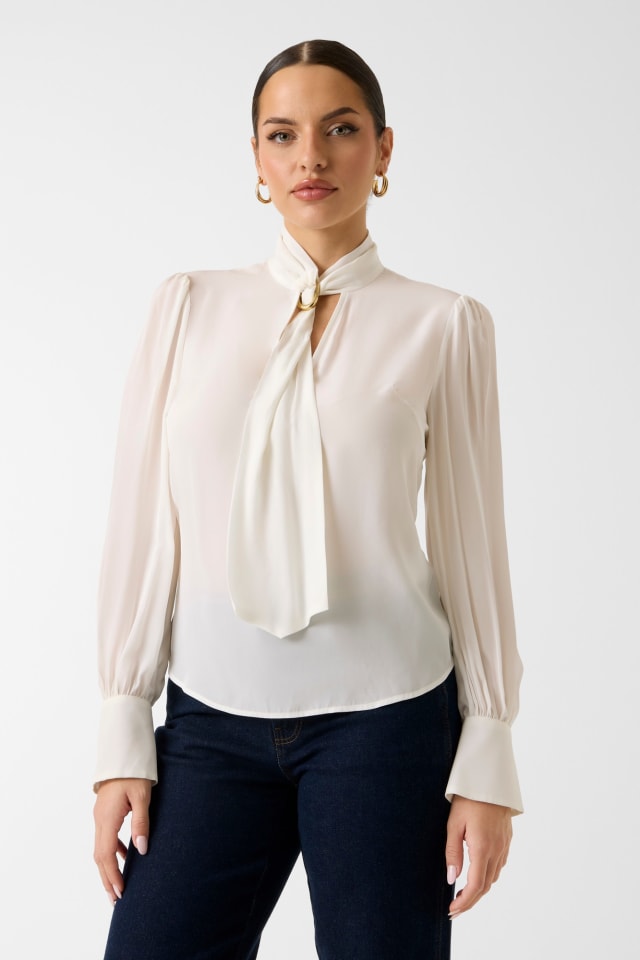 Blusa con detalle de foulard Marciano