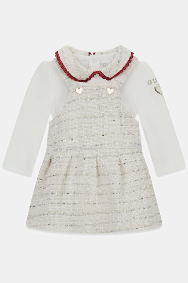 Conjunto de vestido e camiseta de tweed