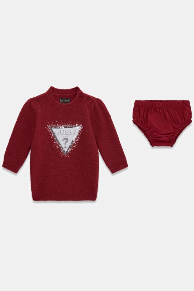 Conjunto de suéter, vestido e calcinha