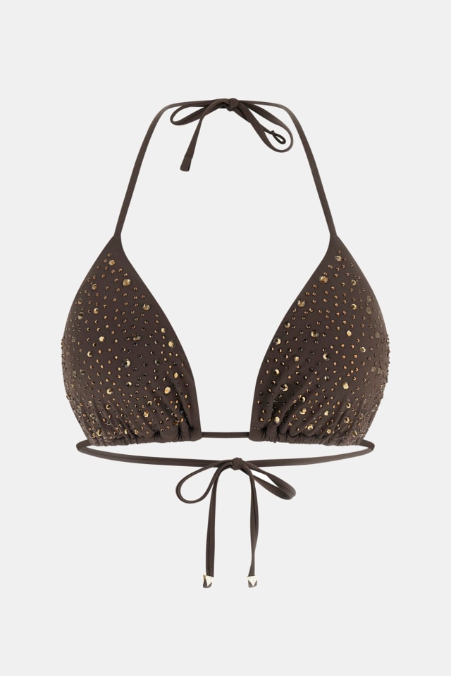 Top de bikini triángulo con pedrería