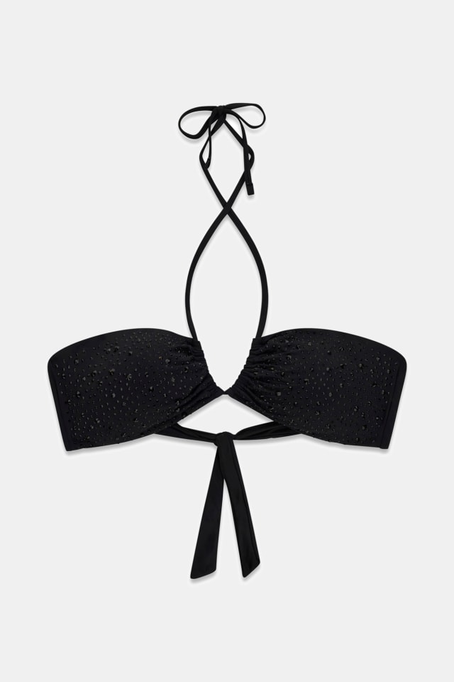 Top de bikini bandeau com strass